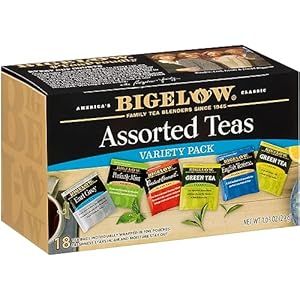 Bigelow Tea Collection Black & Green Teabags Box, Caffeinated, Packaging & Flavor Assortment May Vary, Assorted, 18 Count, Pack of 6