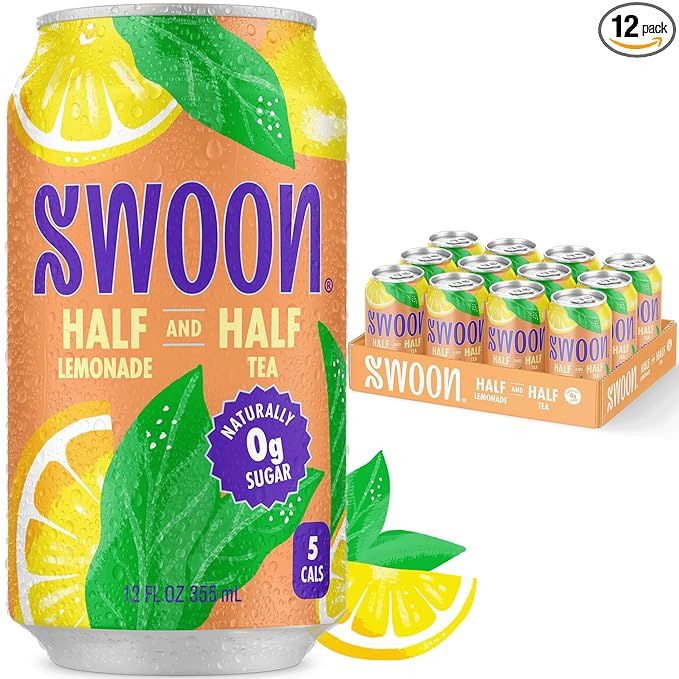 Swoon Half Unsweetened Iced Tea & Half Lemonade - Low Carb, Gluten Free, Keto & Paleo-Friendly - Natural Lemon Juice Concentrate and Organic Black Tea Sweetened by Monk Fruit and Stevia (Pack of 12)